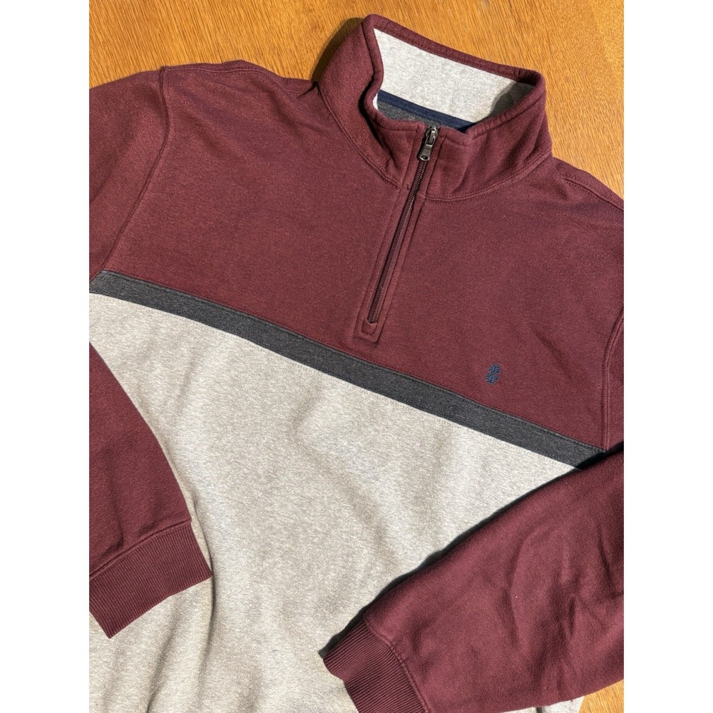 IZOD Advantage Performance Stretch 1/4 Zip Pullover Men's 2XL Burgundy Gray Golf